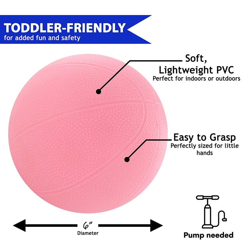 Botabee Toddler & Little Kids Replacement Basketball - for Little Tikes Easy Score Basketball Hoop (2 Count, Pink) for Kids (6 inch) - Image 3